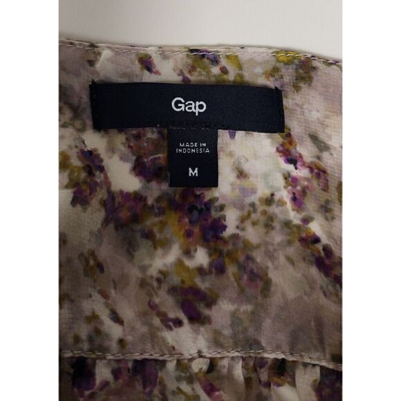 GAP Tank Womens Medium Multi-Cream Purple Pleated Strap Prairie Cottage Core - Picture 5 of 5